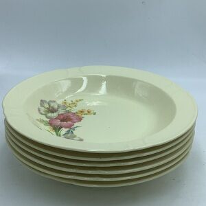 Six Vintage W.S George Del Rio Ochre Soup Bowls